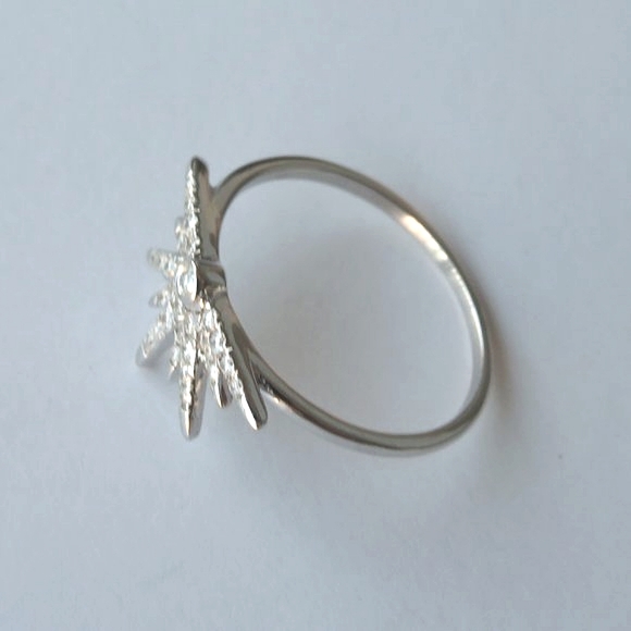 Artisan 14K White Gold Diamond Half-Star Ring - Picture 7 of 15